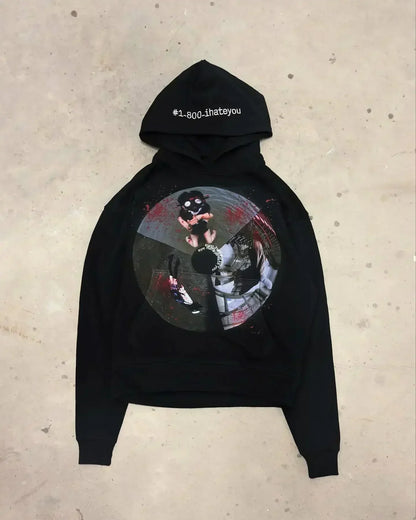 Gothic Casual Print Oversized Hoodie