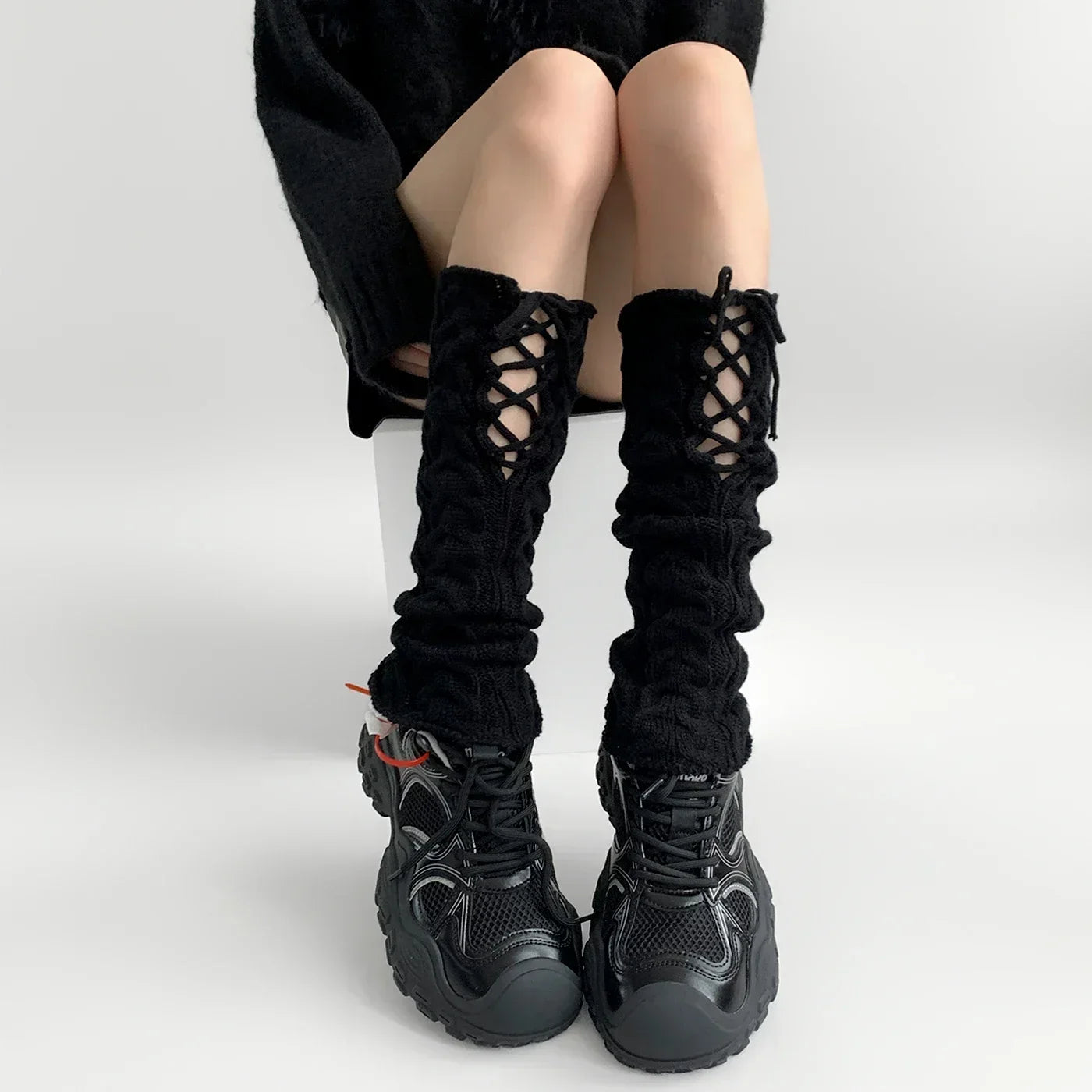 Gothic Knitted Strappy Warm Sock