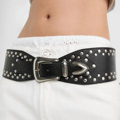 Vintage Gothic Rivet Punk Wide Belt