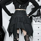 Solid Drawstring Ruched Mini Skirt