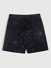 Spider Web Print Quick-Dry Shorts