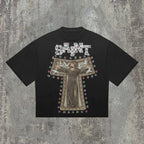 Gothic Retro Cross Pattern Cotton T-shirt