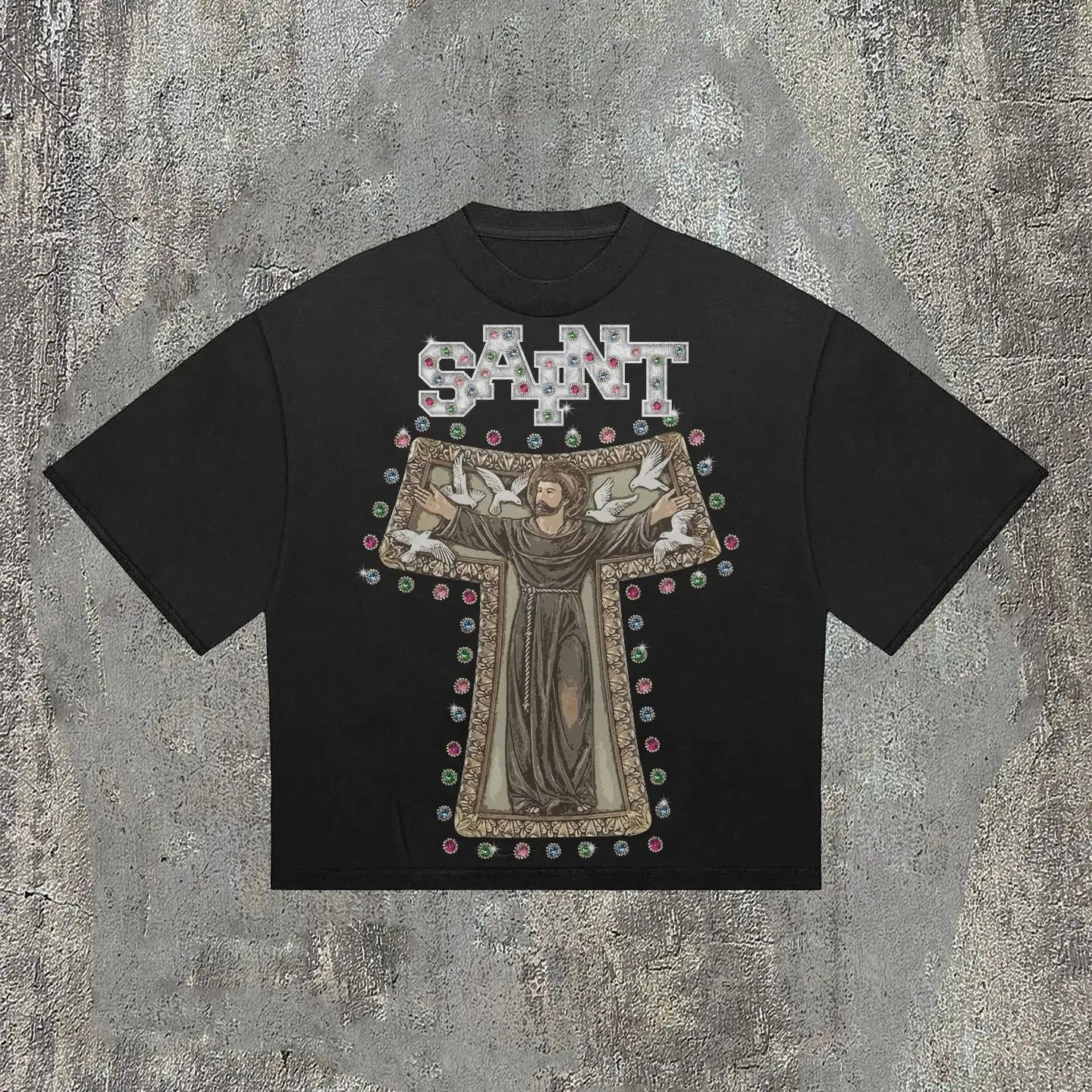 Gothic Retro Cross Pattern Cotton T-shirt