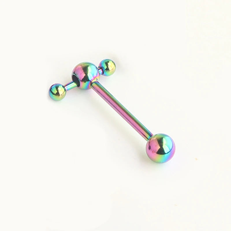 Hollow Ball Hammer Gold Color Tongue Ring