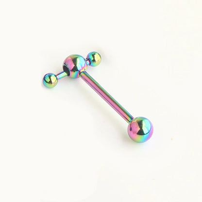 Hollow Ball Hammer Gold Color Tongue Ring