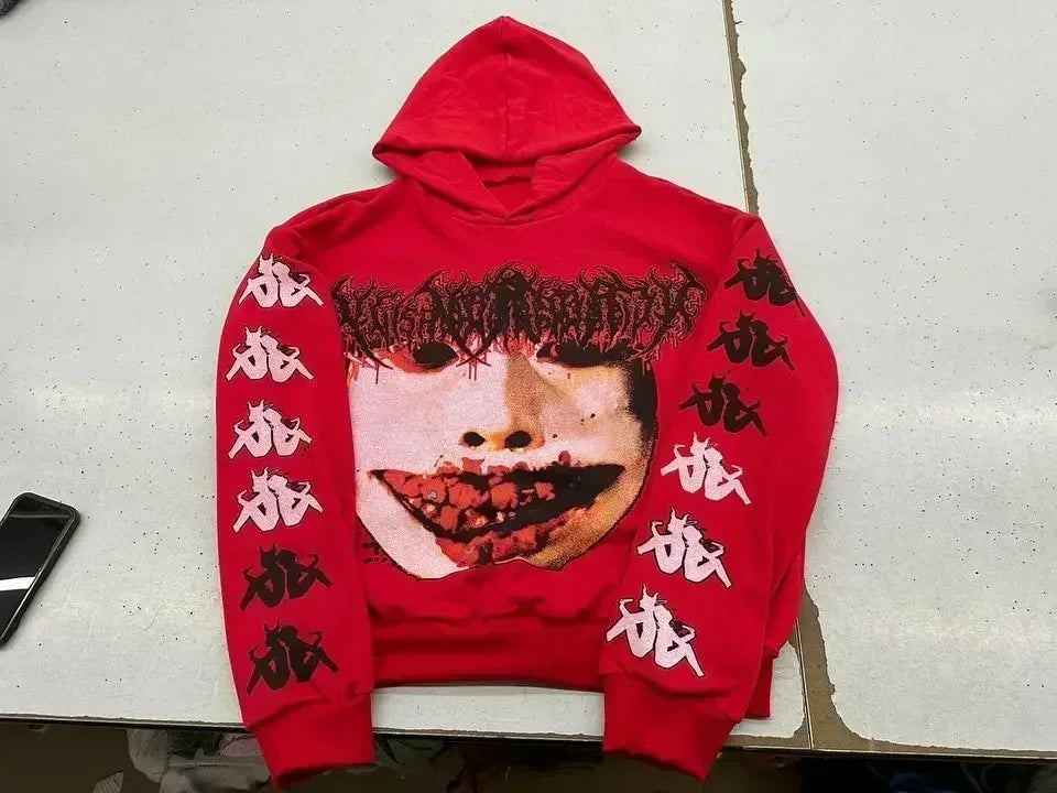 Gothic Print Oversized Hoodie