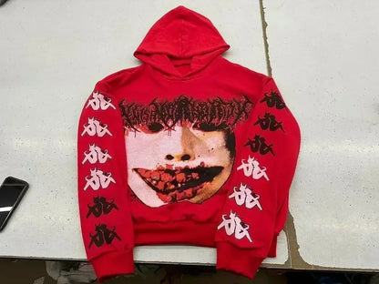Gothic Print Oversized Hoodie
