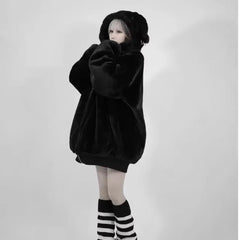 Thick Pile Hooded Long Coat