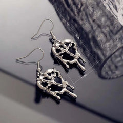 Gothic Red Crystal Lava Heart Pendant Earring