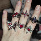 Y2K Gothic Animal Spider Red Crystal Ring