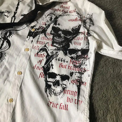 Gothic Letter Print Blouse