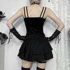 Cross Patchwork Pleated Gothic Skirt