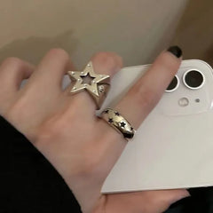 Geometric Star Pentagram Gothic Ring