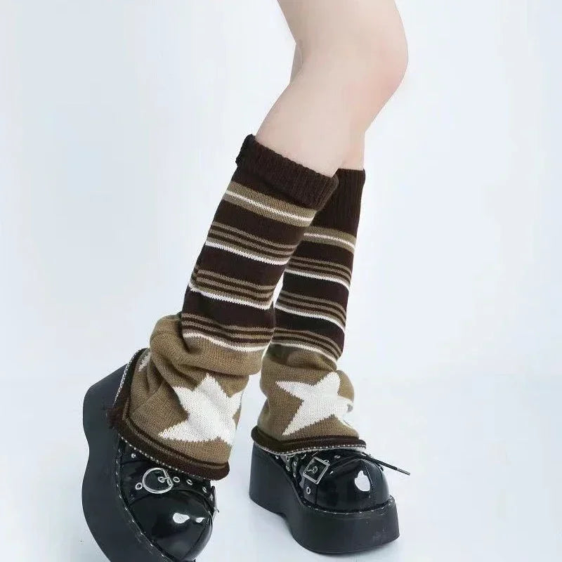 Gothic Brown Star Knitted Sock Main image
