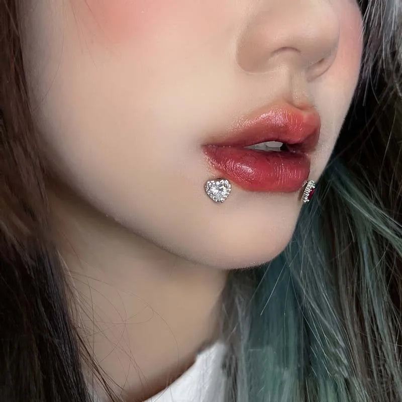 CZ Zirconia Heart Medusa Lip Stud Main image