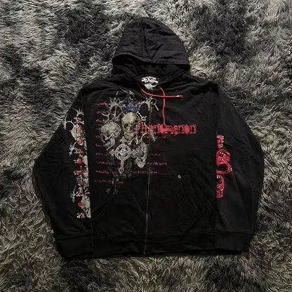 Affliction Y2K Gothic Skull Hoodie