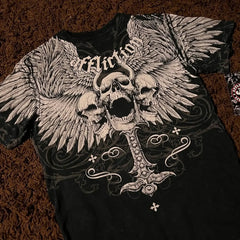 Skull Cross Print Graphic T-shirt