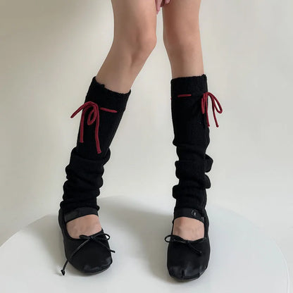 Gothic Bow Vintage Knit Wool Sock