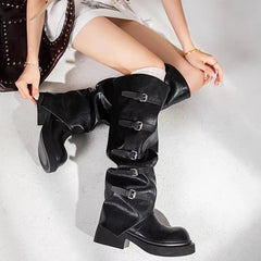Wasteland Vintage Y2K Gothic Knee High Motorcycle Boot