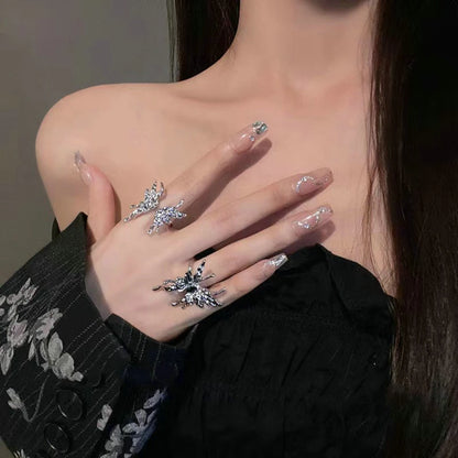 Y2K Liquid Metal Gothic Butterfly Ring