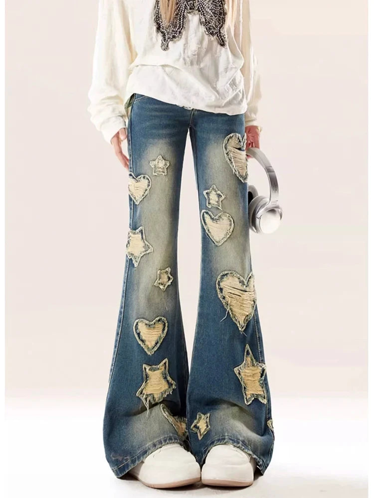 Blue Gothic Baggy Flare Star Pant Main image