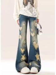 Blue Gothic Baggy Flare Star Pant