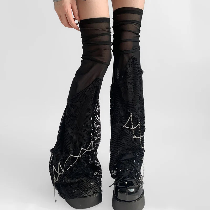 Gothic Skull Black Chain Lace Sock Main image