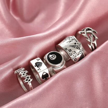 Gothic Heart Dice Spades Ace Ring