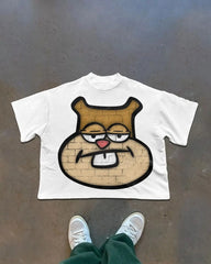 Hip Hop Cartoon Print Oversized T-shirt