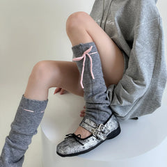 Gothic Bow Vintage Knit Wool Sock