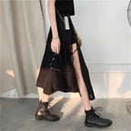 Ruched Patchwork Pleated Skirt