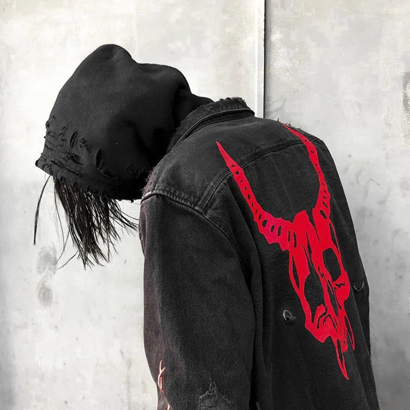Skull Print Denim Jacket Secondary image