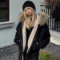 Fur Collar Fleece Parka Coat