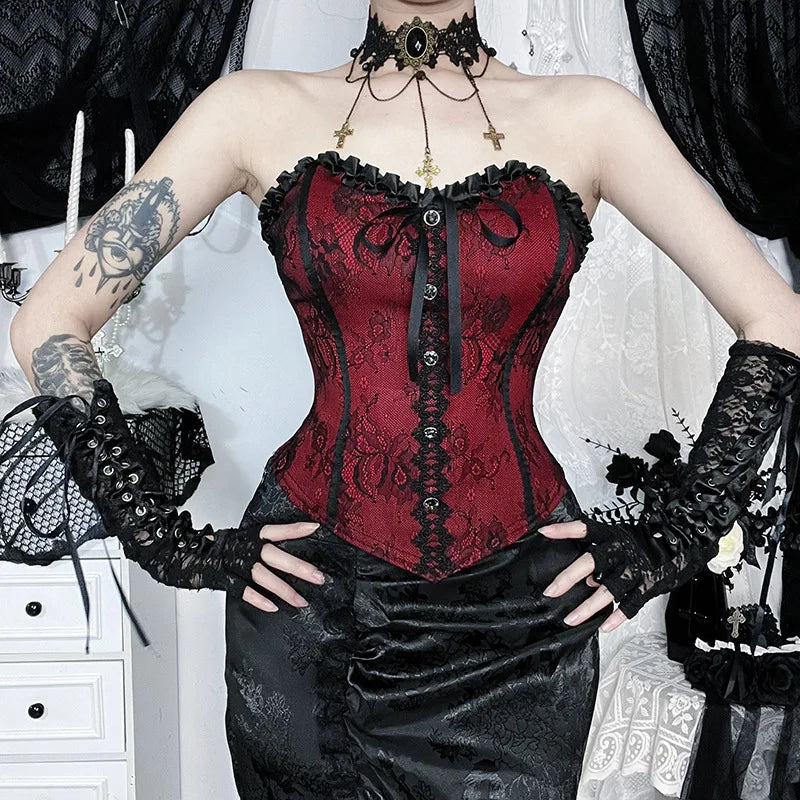Lace Trim Backless Corset Main image