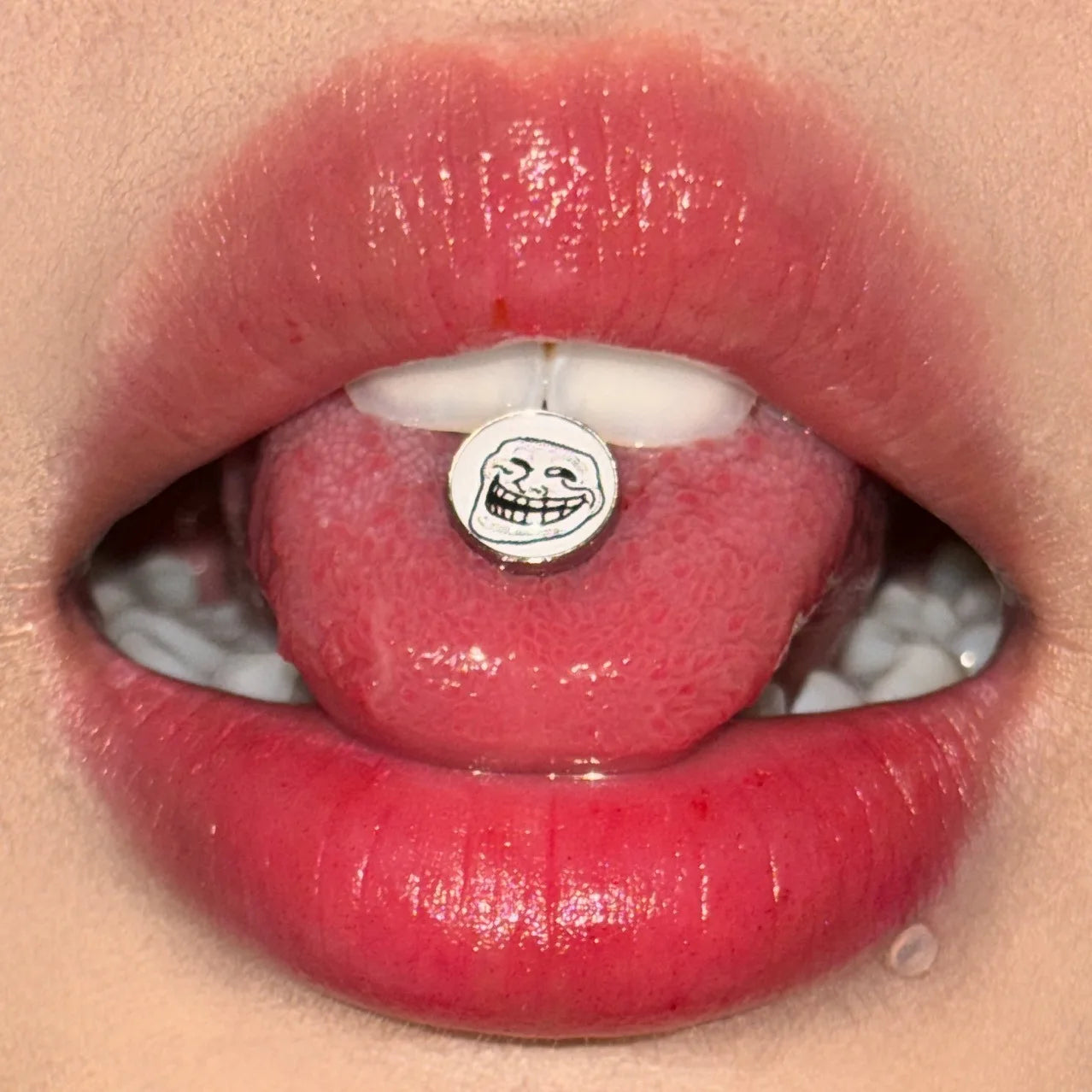 Halloween Skull Bad Smile Expression Tongue Ring