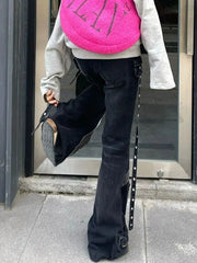 Zipper Splicing Gothic Flared Pant