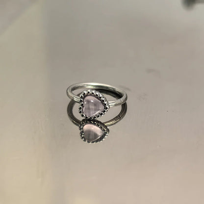 Heart Cat Eye Stone Titanium Steel Lip Stud