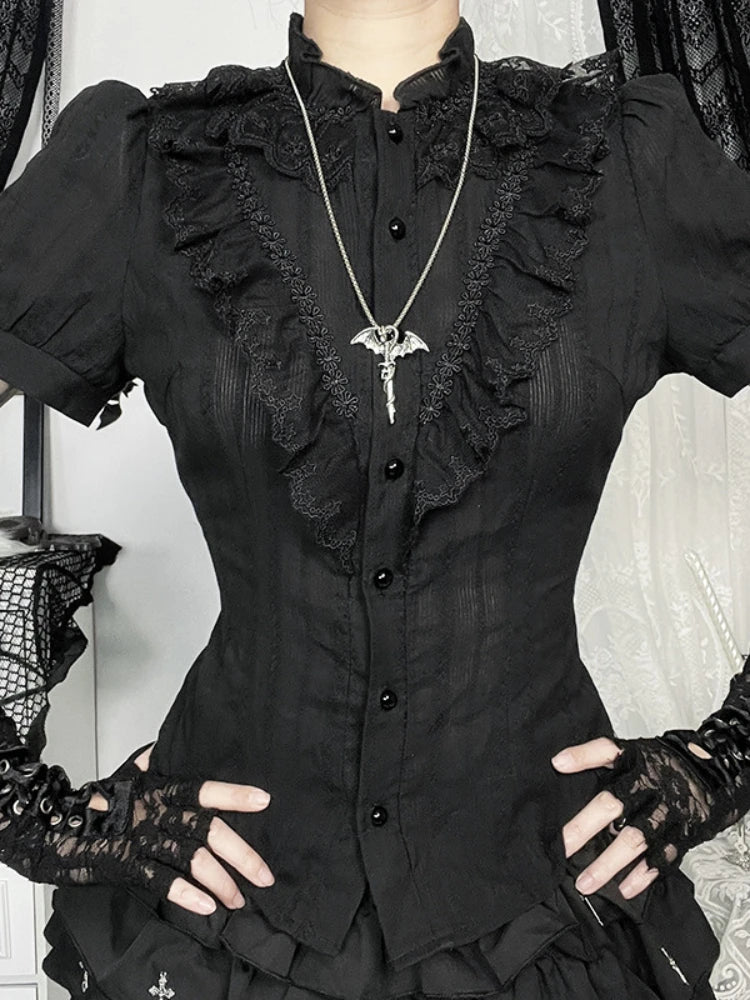 Vintage Jacquard Puff Sleeve Blouse Main image
