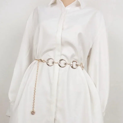 Gold Gothic Chain Moon Sun Metal Belt