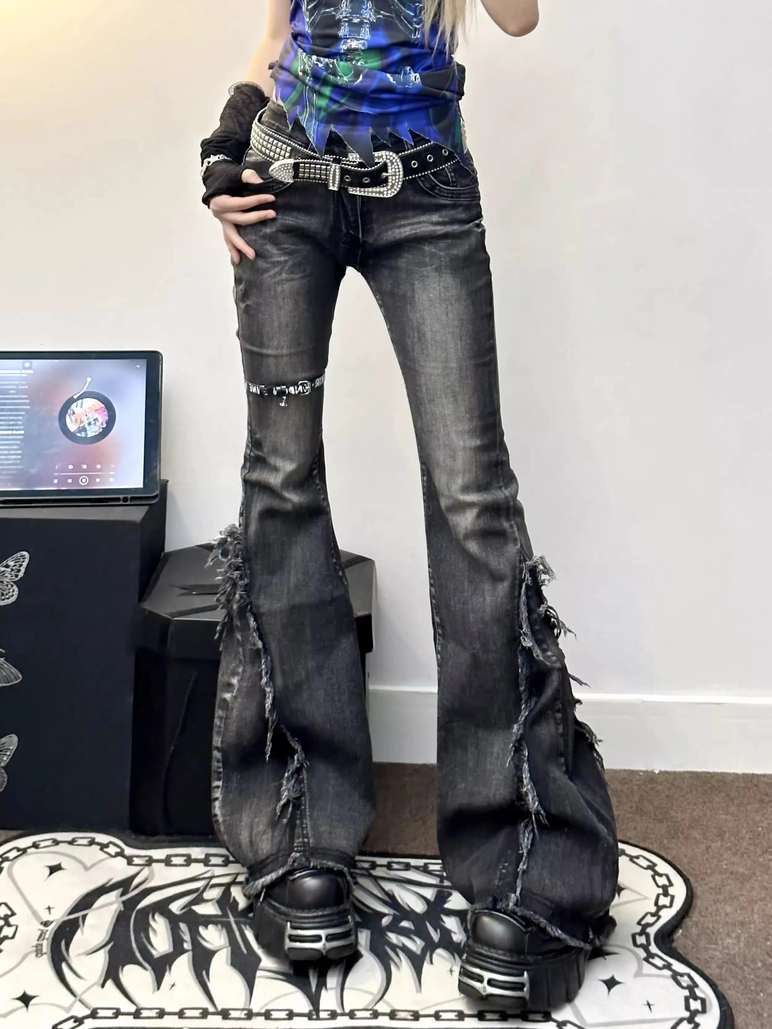 Black Gothic Baggy Flare Pant Main image