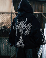 Retro Y2K Graphic Gothic Zipper Hoodie