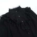 Embroidered Mesh Flare Sleeve Blouse
