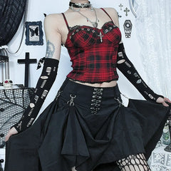 Plaid Sling Crop Corset