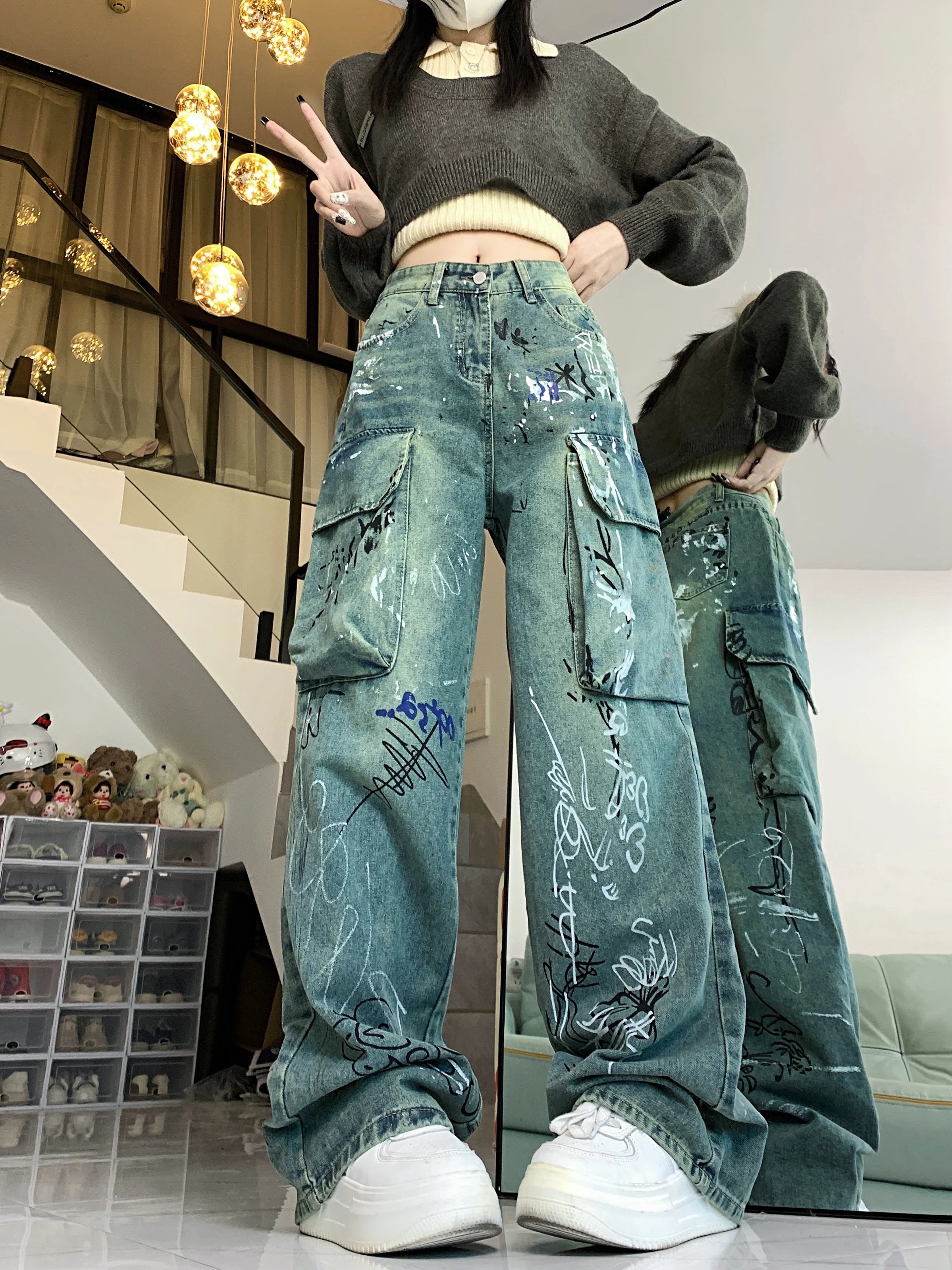 Graffiti Print Gothic Cargo Pant Main image