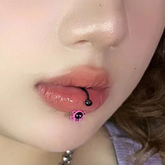 Pink Skeleton Anime Lip Stud