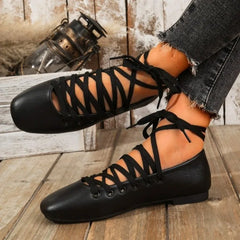 Rivet Metal Buckle Soft Leather Mary Janes Flat