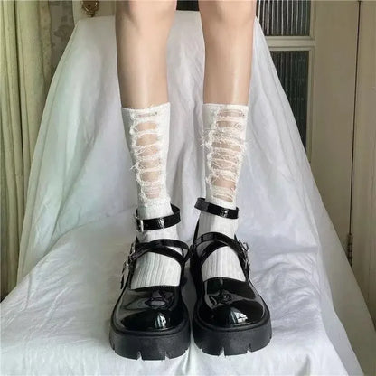 Gothic Ripped Japanese Knit Sock
