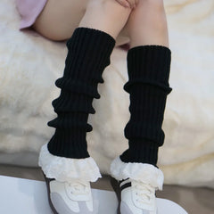 Gothic Lace Bow Knit Winter Sock