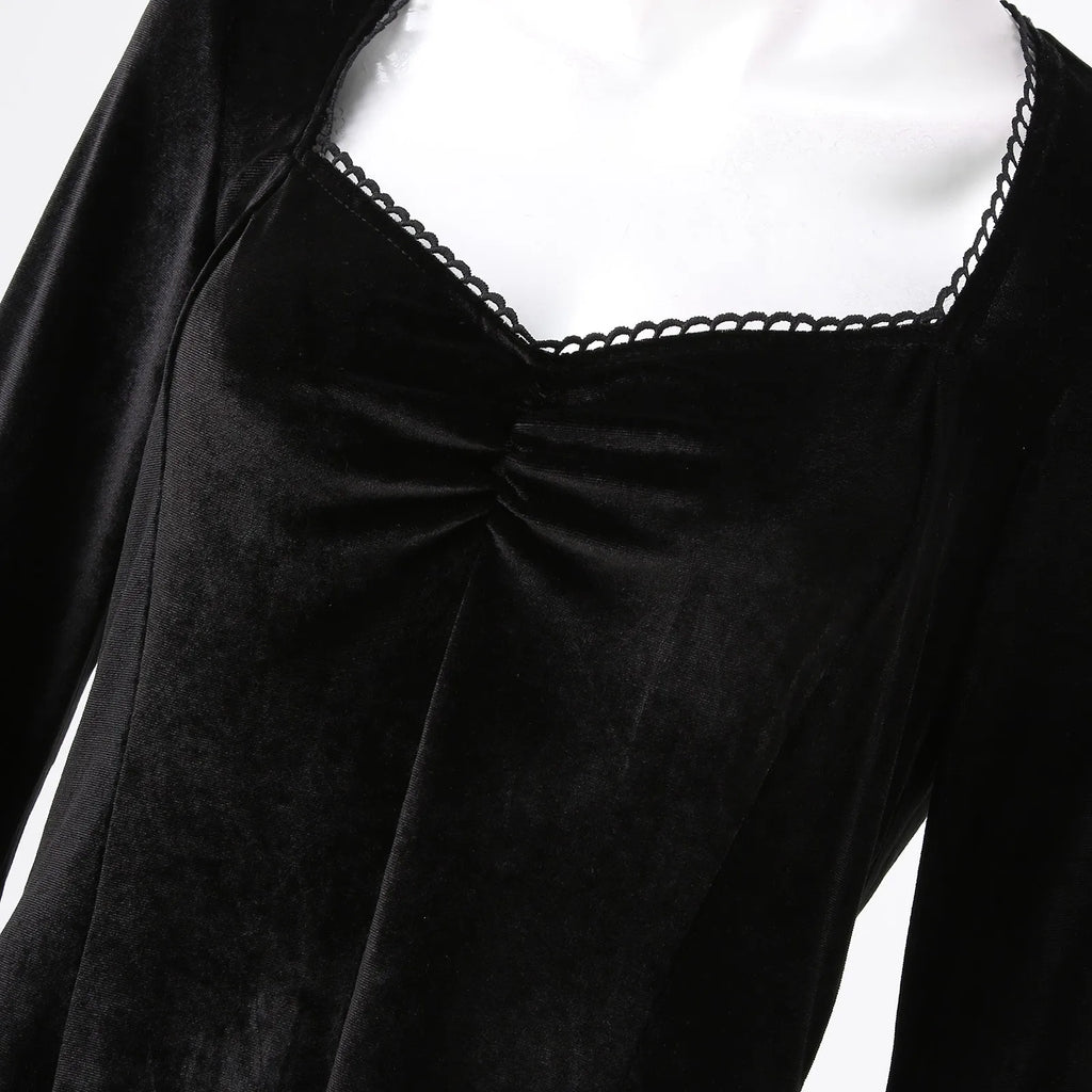 Velvet Bell Sleeve Mini Dress