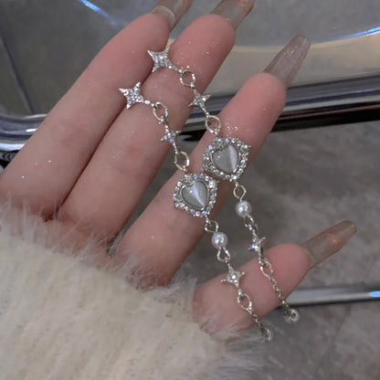 Dark Punk Metal Chain Cross Love Earring